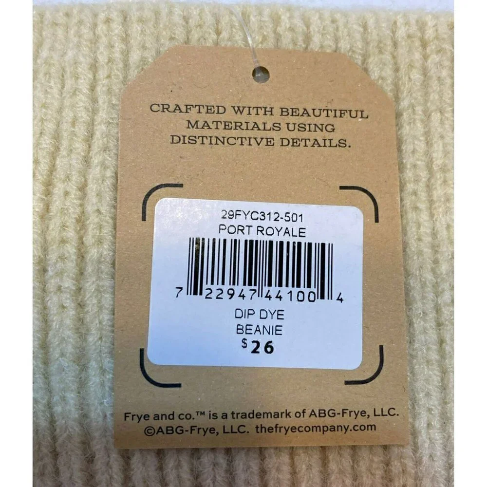 Frye‎ & Co Port Royale Dip Dye Beanie Aubergine Butter Creamy Tan Knit Cap-OSFM